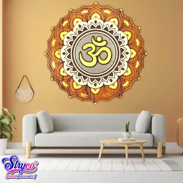 24x24_Inches_|_Brown_3D_Om_Mandala_Wall_Decor_Item_|_Mandala_Wall_Art_For_Pooja_Room,_Living_Room,_Lobby,_Hotel,_Yoga_Center_|_Architect_Ideas_|_Wooden_Home_Decoration_Gift_Item_|_Showpiece_|_Beige_&_Golden