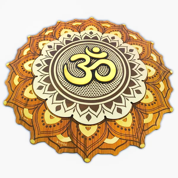 24x24_Inches_|_Brown_3D_Om_Mandala_Wall_Decor_Item_|_Mandala_Wall_Art_For_Pooja_Room,_Living_Room,_Lobby,_Hotel,_Yoga_Center_|_Architect_Ideas_|_Wooden_Home_Decoration_Gift_Item_|_Showpiece_|_Beige_&_Golden