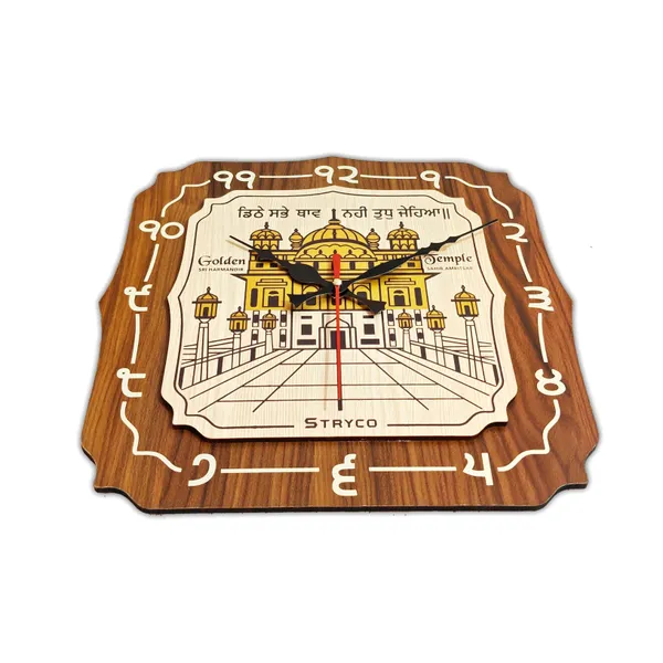 12x12_Inches_|_Golden_Temple_Wooden_Clock_|_Home,_Office_And_Wall_Decor_Item_|_Sikh_Accessory_|_Ik_Onkar_|_Unique_Punjabi_Gift_Item_|_Brown