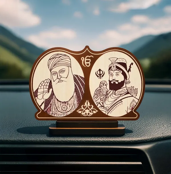 Guru_Nanak_Dev_Ji_Car_Photo__Guru_Gobind_Singh_Ji_Car_Stand__Sikh_Gurus__Punjabi_Wooden_Gift_Item__Car_Interior_Decor_Accessory__Spiritual_Decor__Sikh_Gifts_1st_Guru_&_10th_Guru