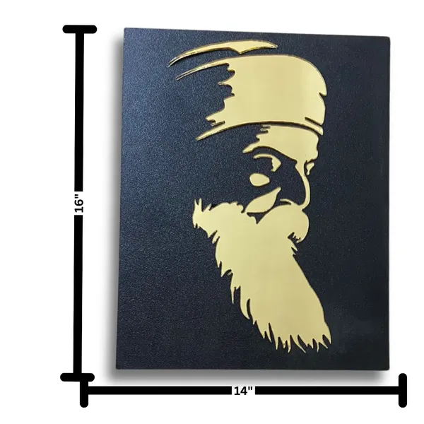 Wood_Wall_Art_for_Home_Decoration__|_Guru_Nanak_Dev_Ji_|Black_&_Gold