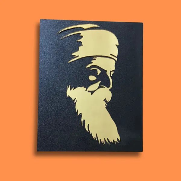 Wood_Wall_Art_for_Home_Decoration__|_Guru_Nanak_Dev_Ji_|Black_&_Gold