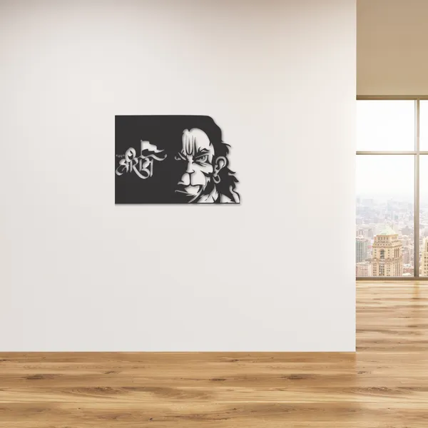 Wooden_Wall_Art_for_Home_Decoration__|Jai_Shri_Ram_&_Hanumanji|_Black