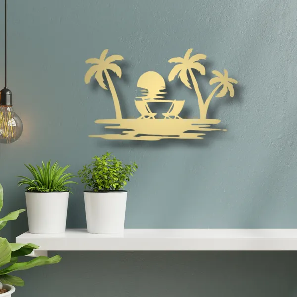 Metal_Wall_Art_for_Home_Decoration__|_Beach_View__|_Gold