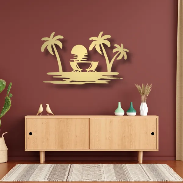 Metal_Wall_Art_for_Home_Decoration__|_Beach_View__|_Gold