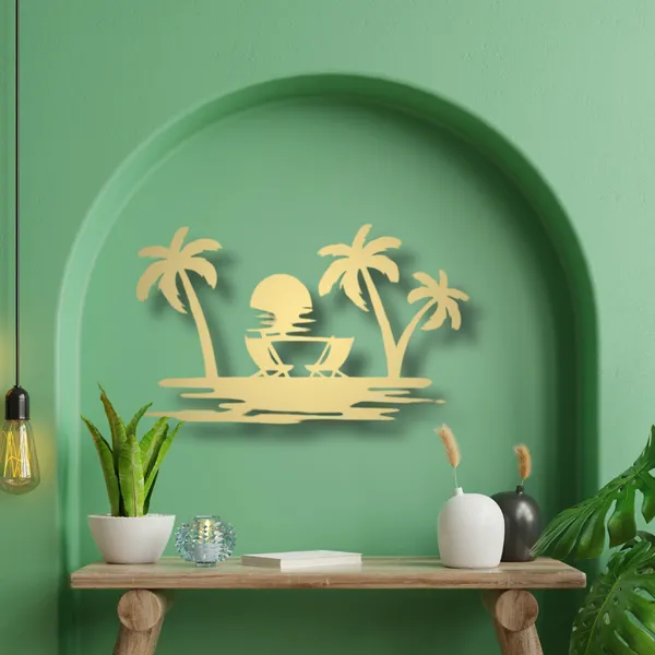Metal_Wall_Art_for_Home_Decoration__|_Beach_View__|_Gold