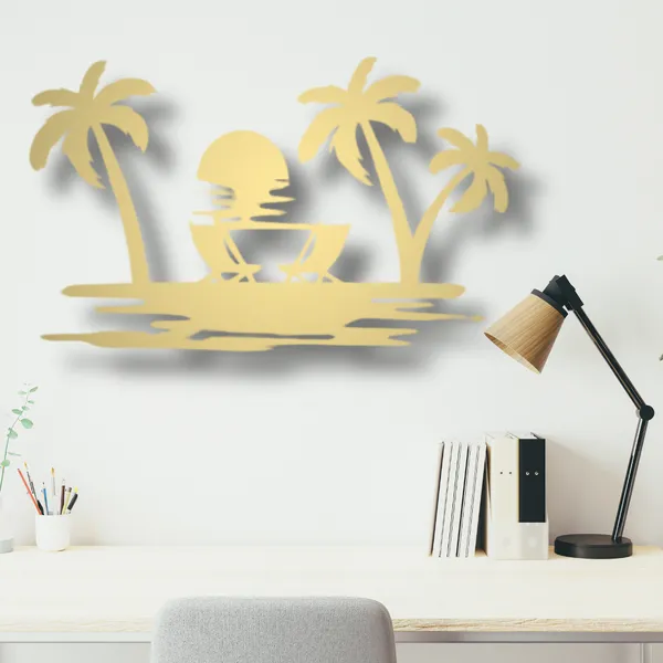 Metal_Wall_Art_for_Home_Decoration__|_Beach_View__|_Gold