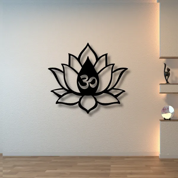Wooden_Wall_Art_for_Home_Decoration__|Om_Lotus_|_Black