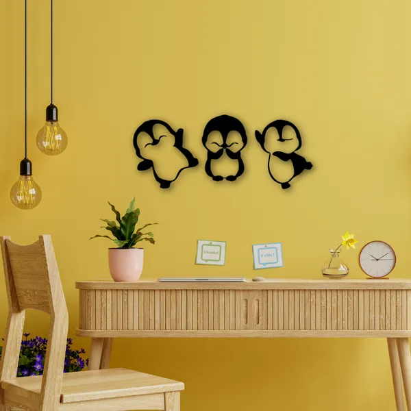Wooden_Wall_Art_for_Home_Decoration__|3_Penguin_|_Black