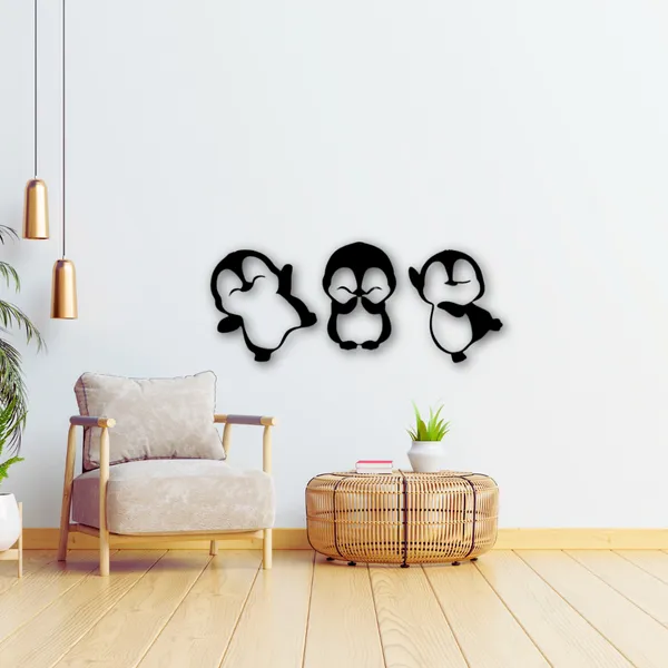Wooden_Wall_Art_for_Home_Decoration__|3_Penguin_|_Black