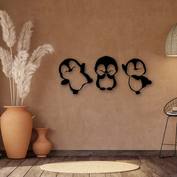 Wooden_Wall_Art_for_Home_Decoration__|3_Penguin_|_Black