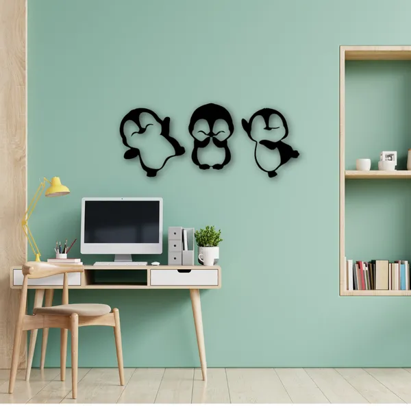 Wooden_Wall_Art_for_Home_Decoration__|3_Penguin_|_Black