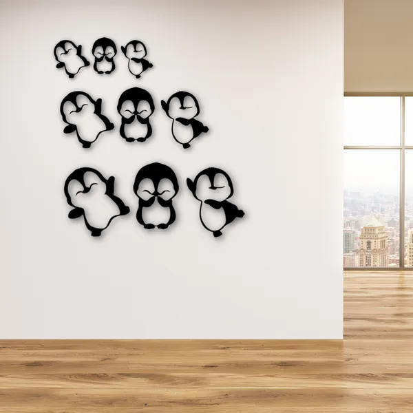 Wooden_Wall_Art_for_Home_Decoration__|3_Penguin_|_Black