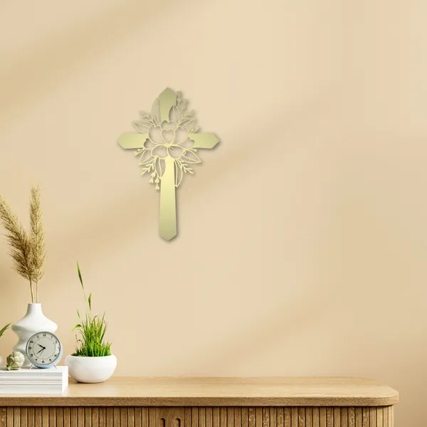 Metal_Wall_Art_for_Home_Decoration__|_Flower_Cross__|_Gold