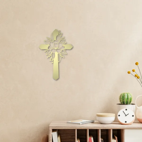 Metal_Wall_Art_for_Home_Decoration__|_Flower_Cross__|_Gold