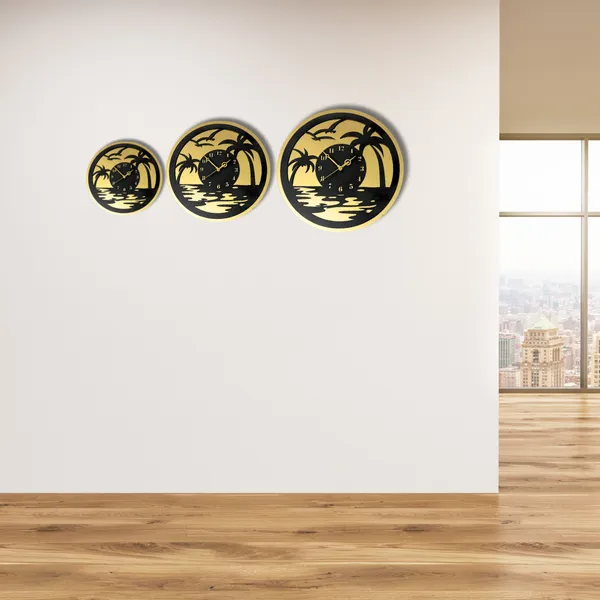 Wooden_Wall_Art_for_Home_Decoration__|Beach_View_Wall_Clock_|_Black
