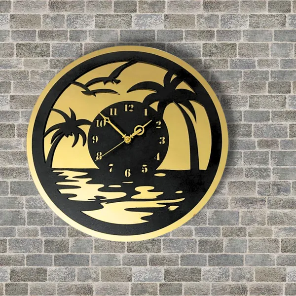 Wooden_Wall_Art_for_Home_Decoration__|Beach_View_Wall_Clock_|_Black