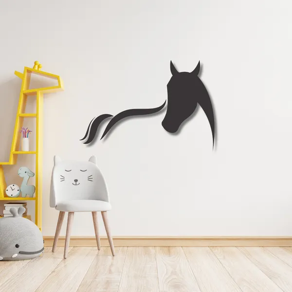 Wooden_Wall_Art_for_Home_Decoration__|Sleek_Horse_Head_with_Tail_|_Black