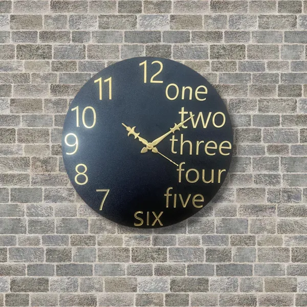 Wooden_Wall_Art_for_Home_Decoration__|One_Two_Three_Wall_Clock_|_Black