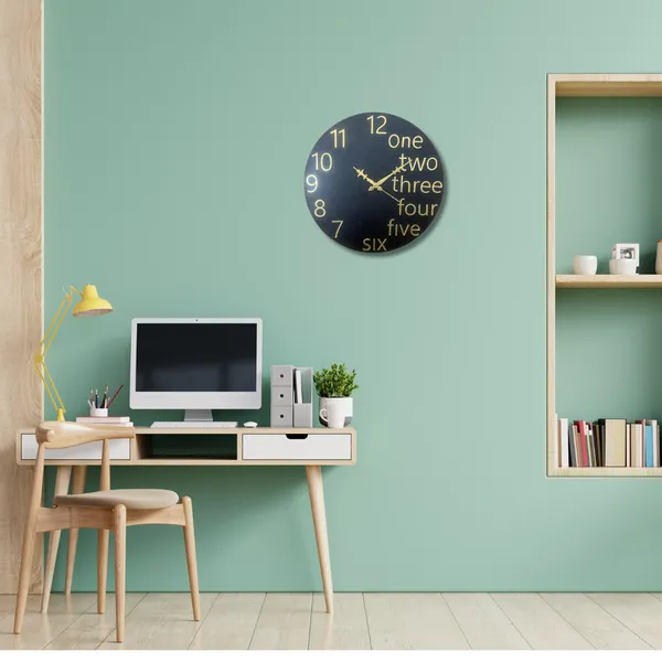 Wooden_Wall_Art_for_Home_Decoration__|One_Two_Three_Wall_Clock_|_Black