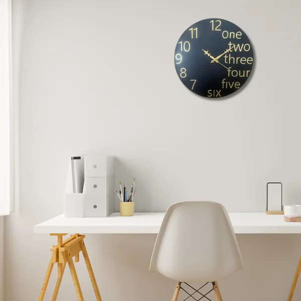 Wooden_Wall_Art_for_Home_Decoration__|One_Two_Three_Wall_Clock_|_Black