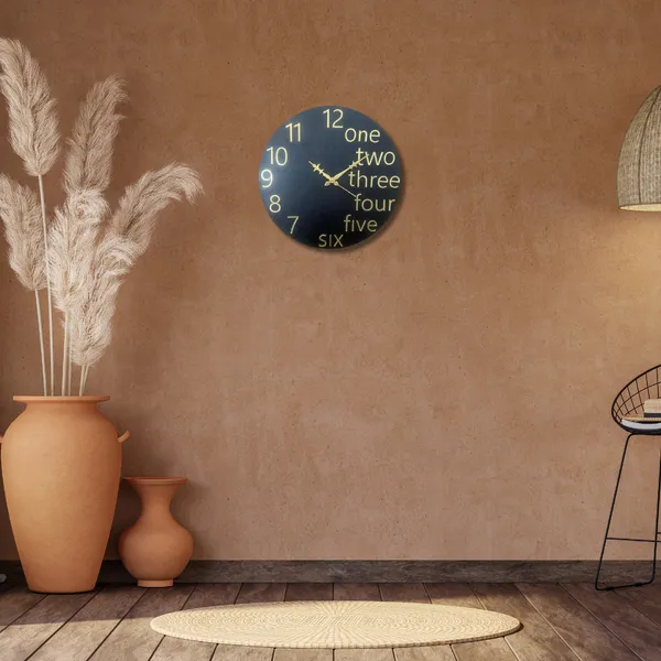 Wooden_Wall_Art_for_Home_Decoration__|One_Two_Three_Wall_Clock_|_Black