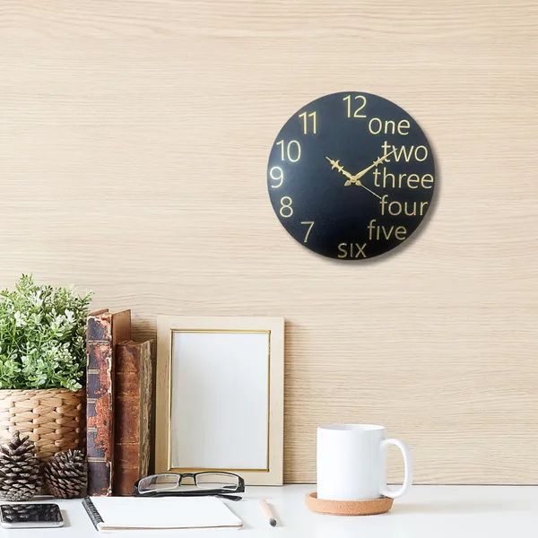 Wooden_Wall_Art_for_Home_Decoration__|One_Two_Three_Wall_Clock_|_Black