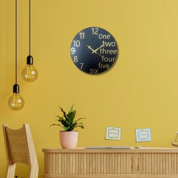 Wooden_Wall_Art_for_Home_Decoration__|One_Two_Three_Wall_Clock_|_Black