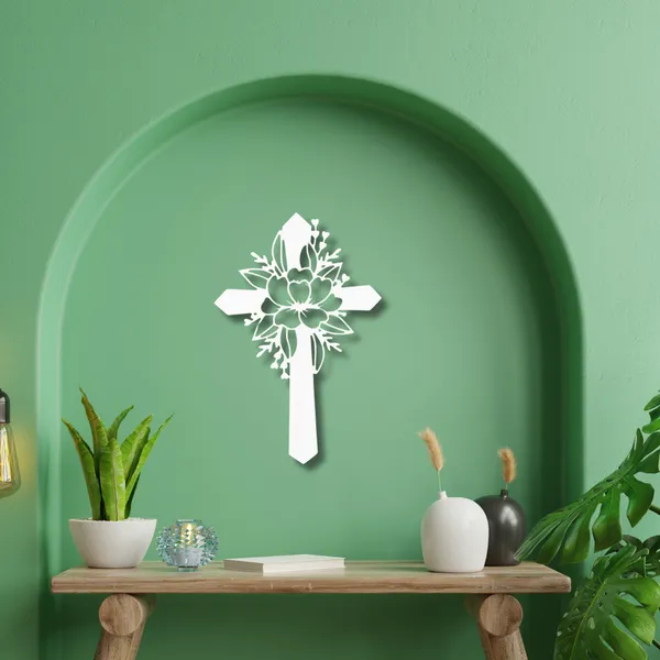 Metal_Wall_Art_for_Home_Decoration__|_Flower_Cross__|_White