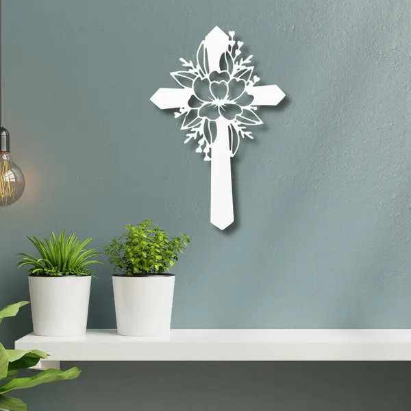 Metal_Wall_Art_for_Home_Decoration__|_Flower_Cross__|_White