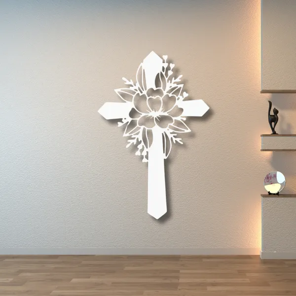 Metal_Wall_Art_for_Home_Decoration__|_Flower_Cross__|_White