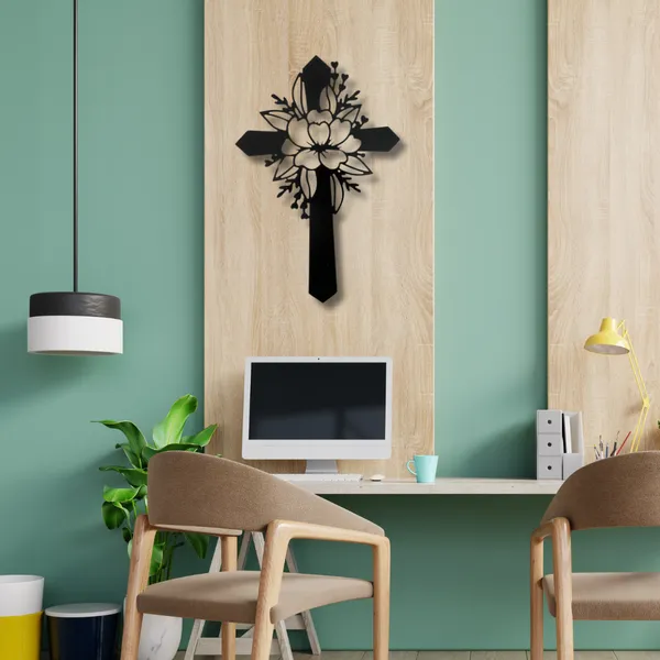 Metal_Wall_Art_for_Home_Decoration__|_Flower_Cross__|_Black