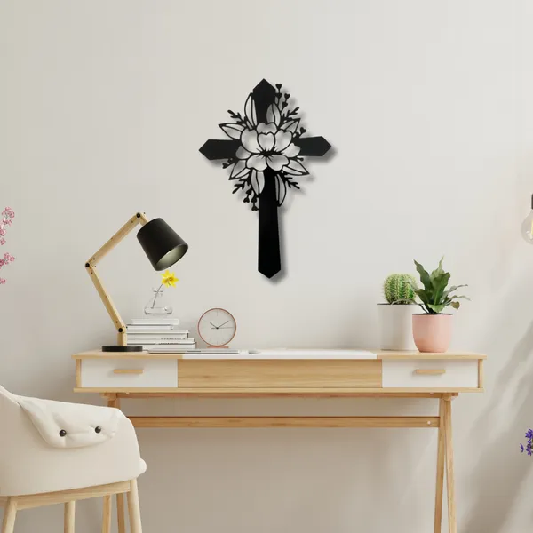 Metal_Wall_Art_for_Home_Decoration__|_Flower_Cross__|_Black