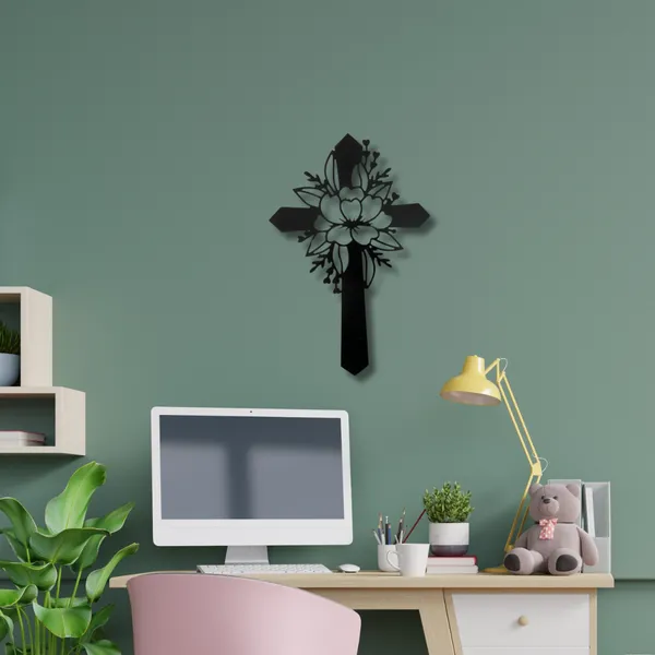 Metal_Wall_Art_for_Home_Decoration__|_Flower_Cross__|_Black