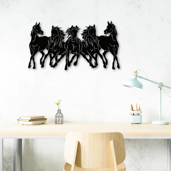 Wooden_Wall_Art_for_Home_Decoration__|5_Wild_Running_Horses_|_Black
