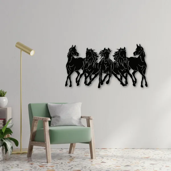 Wooden_Wall_Art_for_Home_Decoration__|5_Wild_Running_Horses_|_Black