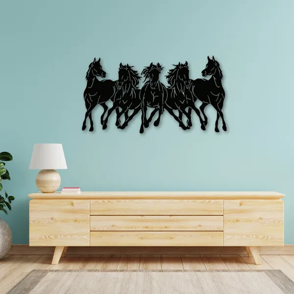Wooden_Wall_Art_for_Home_Decoration__|5_Wild_Running_Horses_|_Black