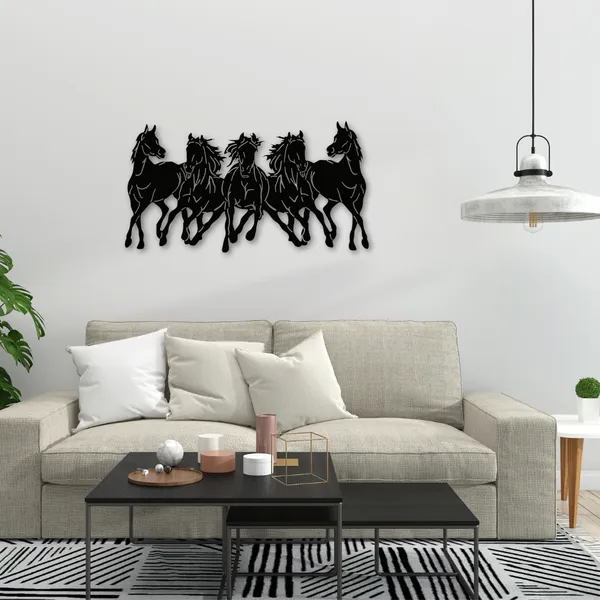 Wooden_Wall_Art_for_Home_Decoration__|5_Wild_Running_Horses_|_Black