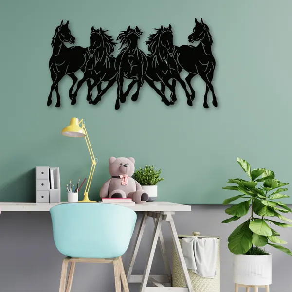 Wooden_Wall_Art_for_Home_Decoration__|5_Wild_Running_Horses_|_Black