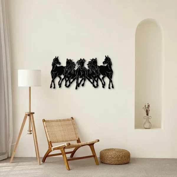 Wooden_Wall_Art_for_Home_Decoration__|5_Wild_Running_Horses_|_Black