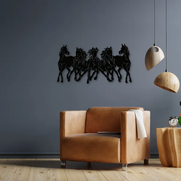 Wooden_Wall_Art_for_Home_Decoration__|5_Wild_Running_Horses_|_Black