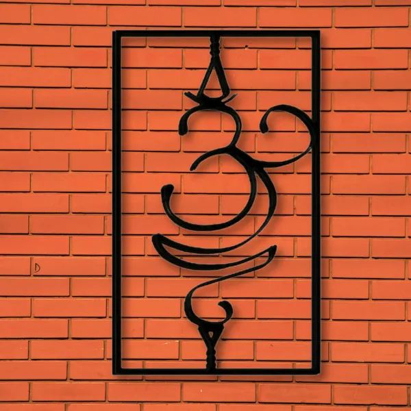 Wooden_Wall_Art_for_Home_Decoration__|Om_Yoga_Symbol_in_Rectangular_Frame|_Black