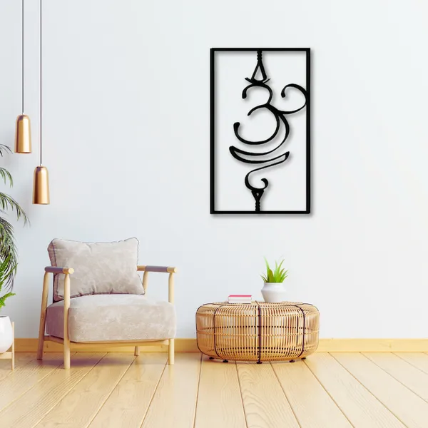 Wooden_Wall_Art_for_Home_Decoration__|Om_Yoga_Symbol_in_Rectangular_Frame|_Black