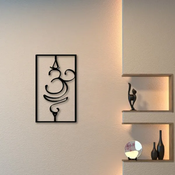 Wooden_Wall_Art_for_Home_Decoration__|Om_Yoga_Symbol_in_Rectangular_Frame|_Black