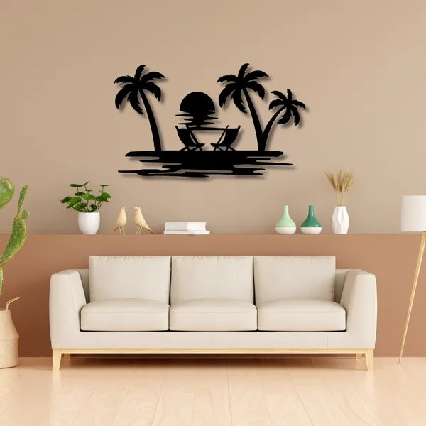 Metal_Wall_Art_for_Home_Decoration__|_Beach_View__|_Black