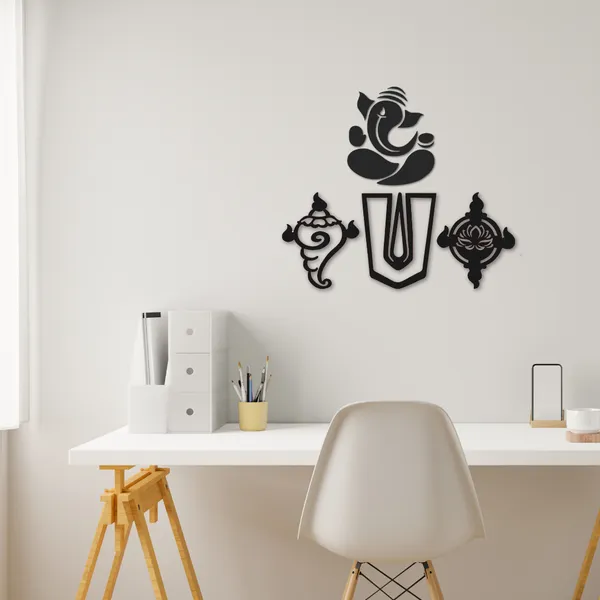 Wooden_Wall_Art_for_Home_Decoration__|Shanka_Chakra_|_Black