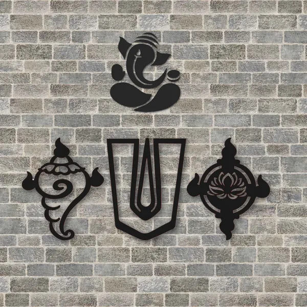 Wooden_Wall_Art_for_Home_Decoration__|Shanka_Chakra_|_Black