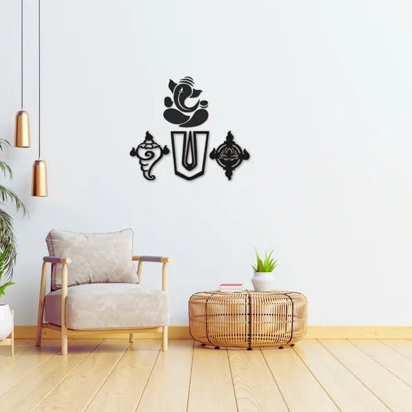 Wooden_Wall_Art_for_Home_Decoration__|Shanka_Chakra_|_Black