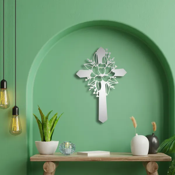 Metal_Wall_Art_for_Home_Decoration__|_Flower_Cross__|_Silver