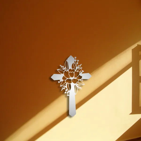 Metal_Wall_Art_for_Home_Decoration__|_Flower_Cross__|_Silver